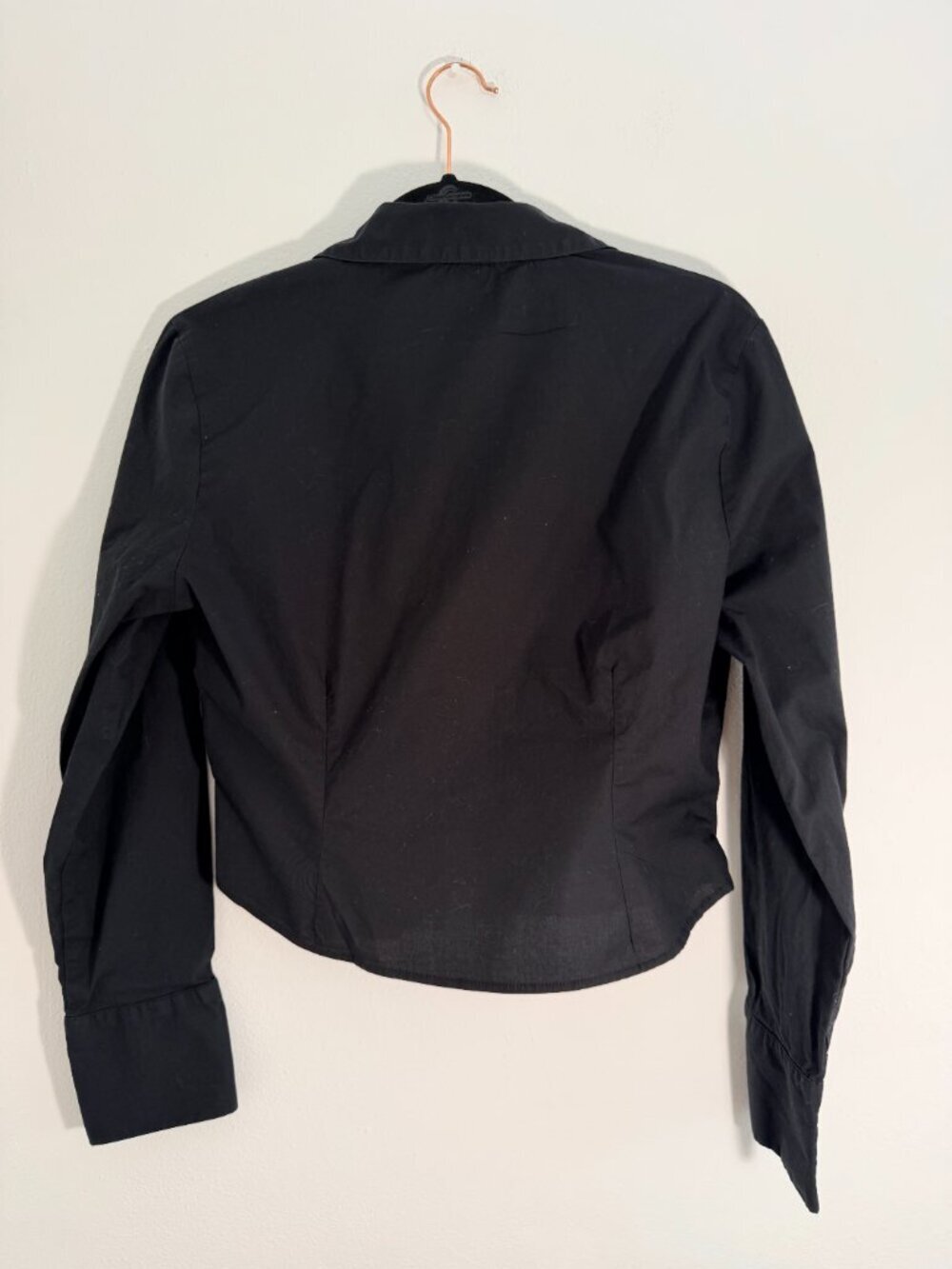 Cotton On Black Ruched Crop Button Front Blouse Top Size US 12 AU 16 - Picture 3 of 7